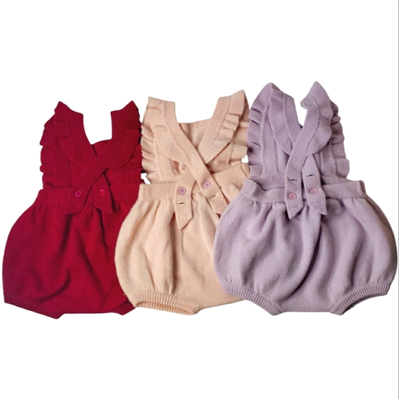 Cashmere 4 Ply Ruffled Romper Adjustable Straps Luxury Cottagecore Bloomers Sz 3 - Picture 13 of 13